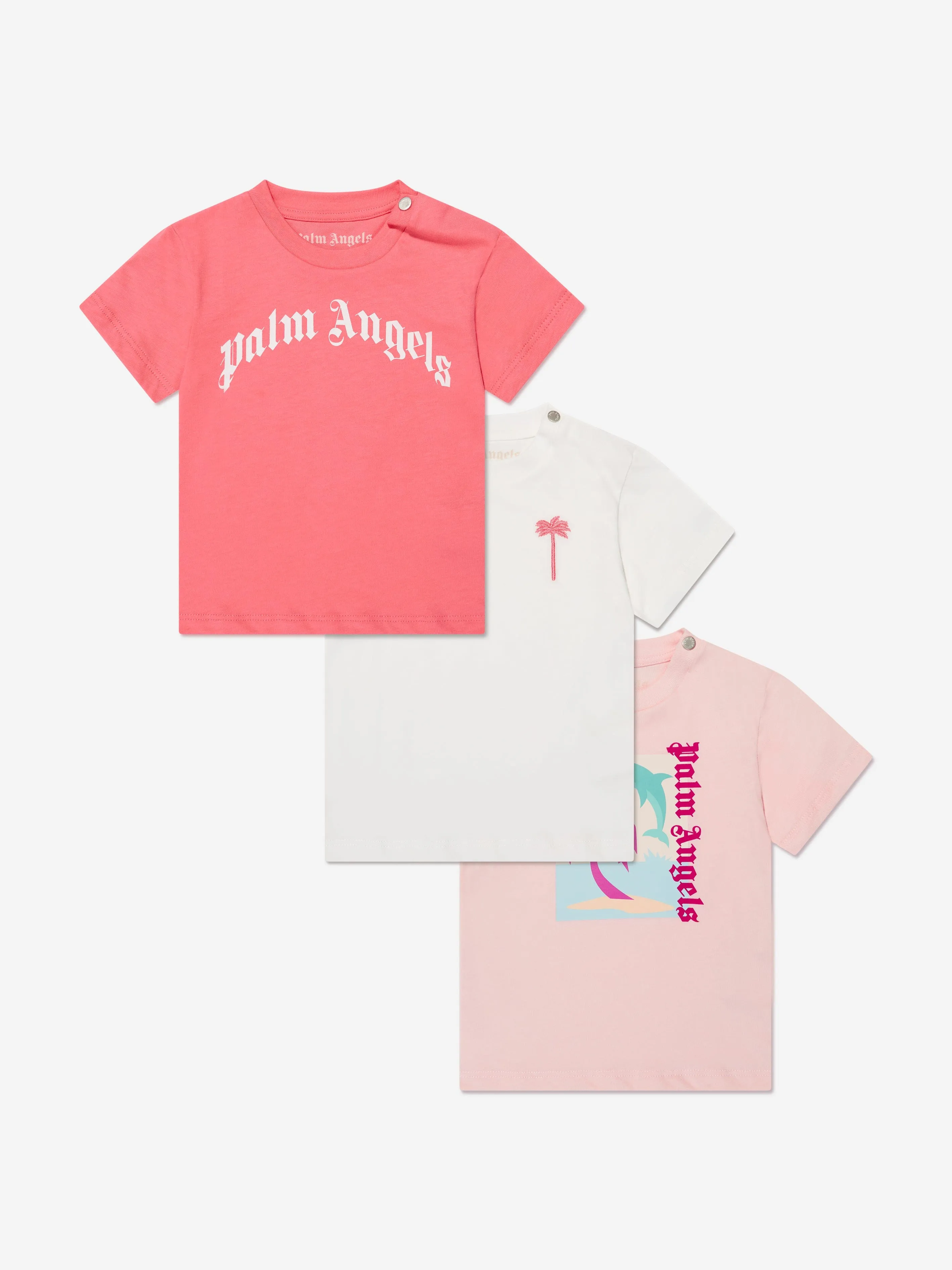 Palm Angels Baby Girls PA 3 Pack T-Shirt Set in Pink