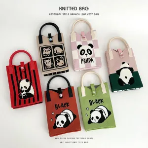 Panda series knitted bag mobile phone bag handbag