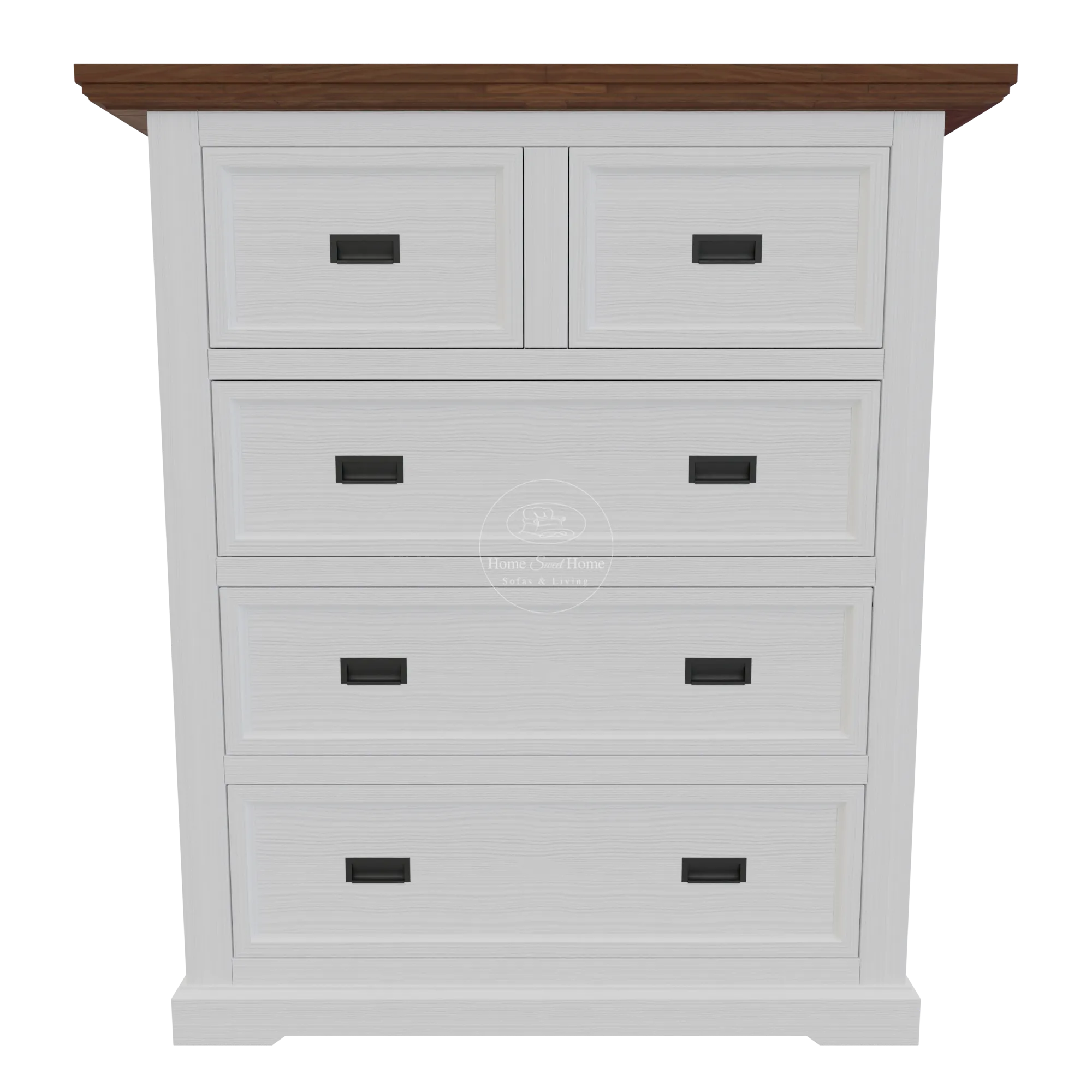 Paris 5 Drawer Tallboy (Timber may display minor cracking & imperfections)