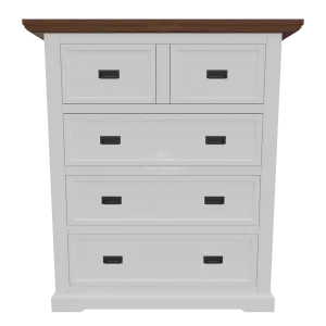 Paris 5 Drawer Tallboy (Timber may display minor cracking & imperfections)