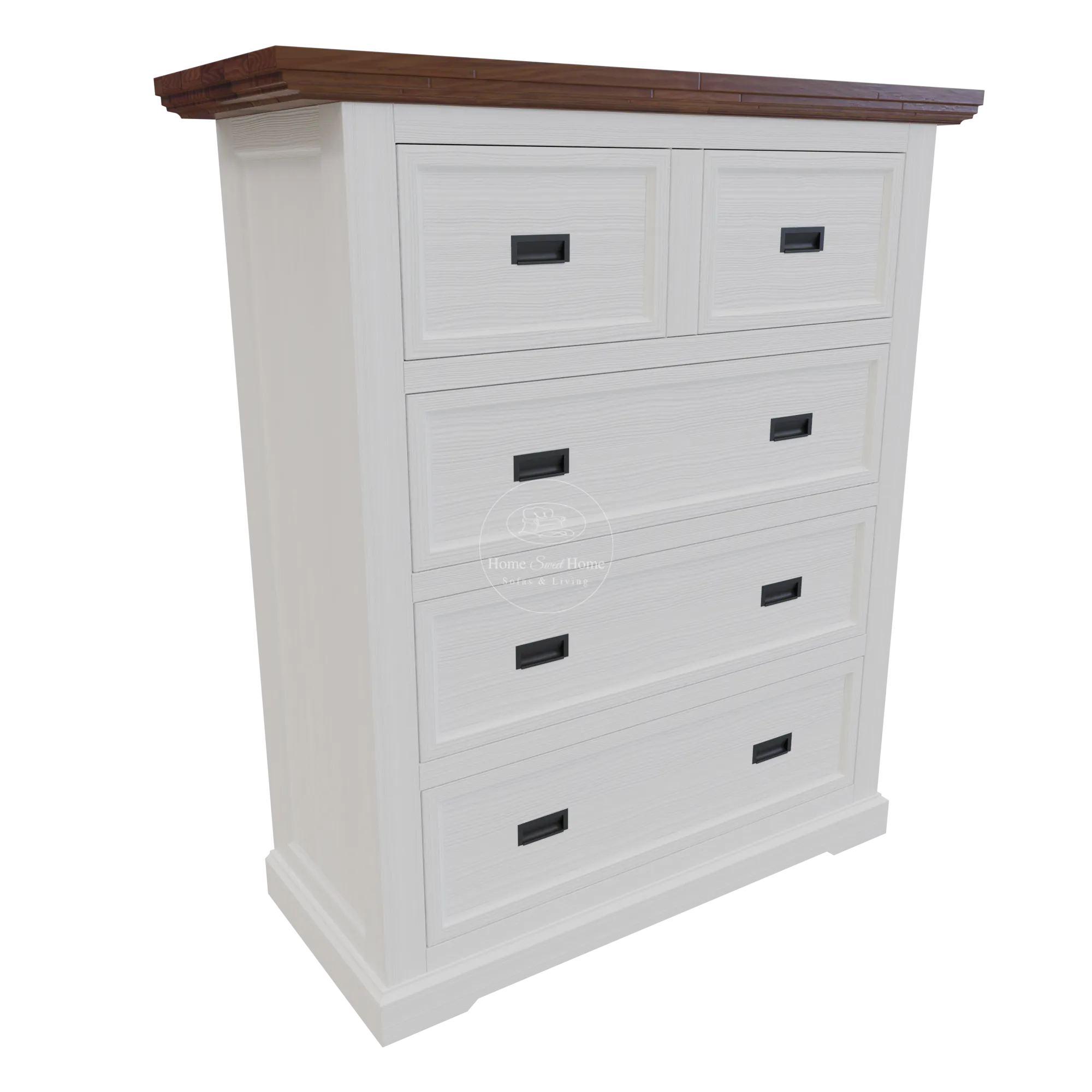 Paris 5 Drawer Tallboy (Timber may display minor cracking & imperfections)