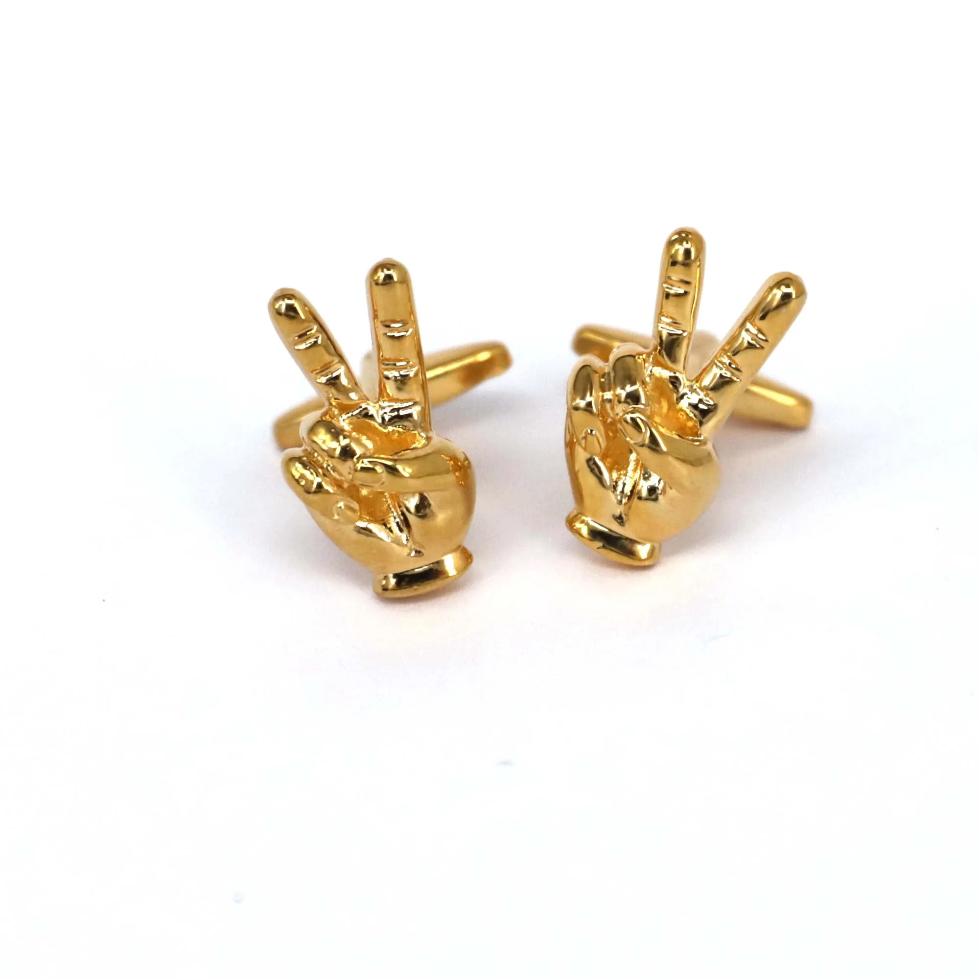 Peace Hand Sign Cufflinks, Victory Hand Sign Cufflinks Gold (Online Exclusive)