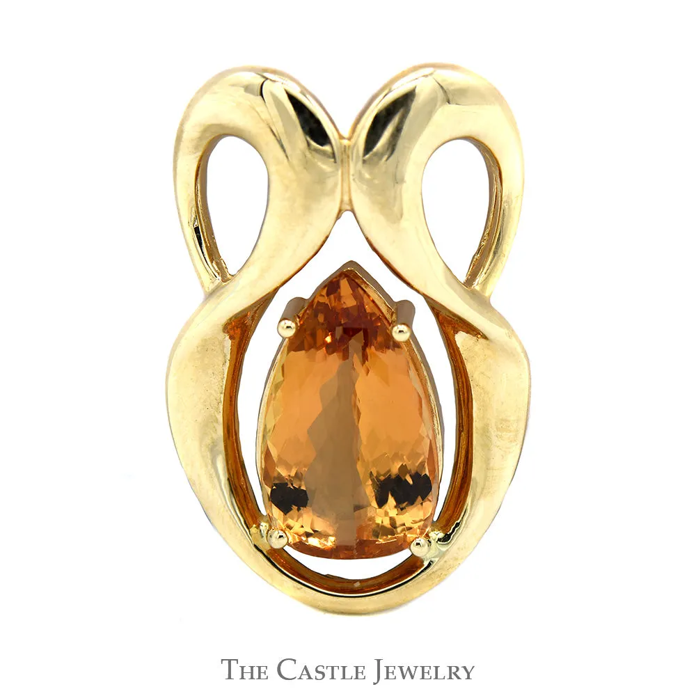 Pear Cut Citrine Swirled Slide Pendant in 10k Yellow Gold