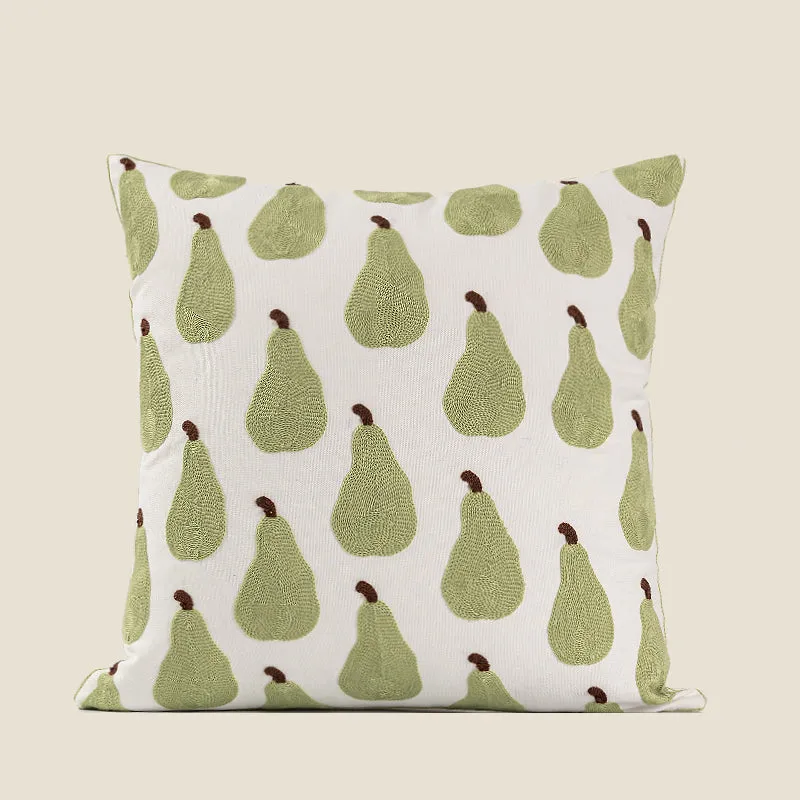 Pear / Green Leaf Patterned Pillow