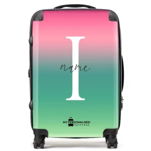 Personalised Green and Pink Ombre Gradient Suitcase