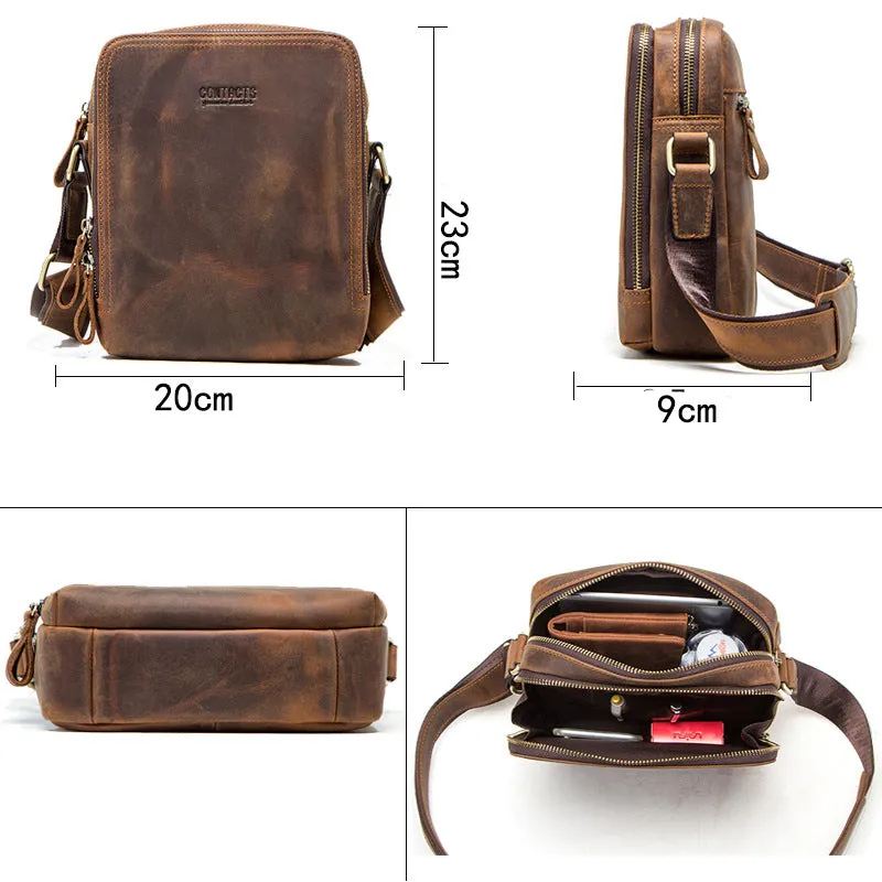 Personalized Men's Leather Shoulder Bag Messenger Bag Crossbody bag Retro Leather Bag Gift for Him