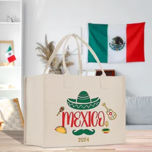 Personalized Year Mexico Cotton Canvas Tote Bag Custom Cancun Trip Bag Mexico Wedding Welcome Bag Party Favor Bags (MXTB1012)