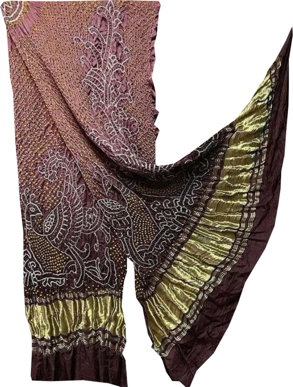 Pink Bandhani Pure Gajji Silk Peacock Design Dupatta