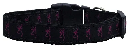 Pink Deer Nylon Dog Collar Sm