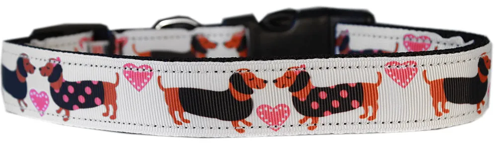 Pink Doxie Love Nylon Dog Collar Xl