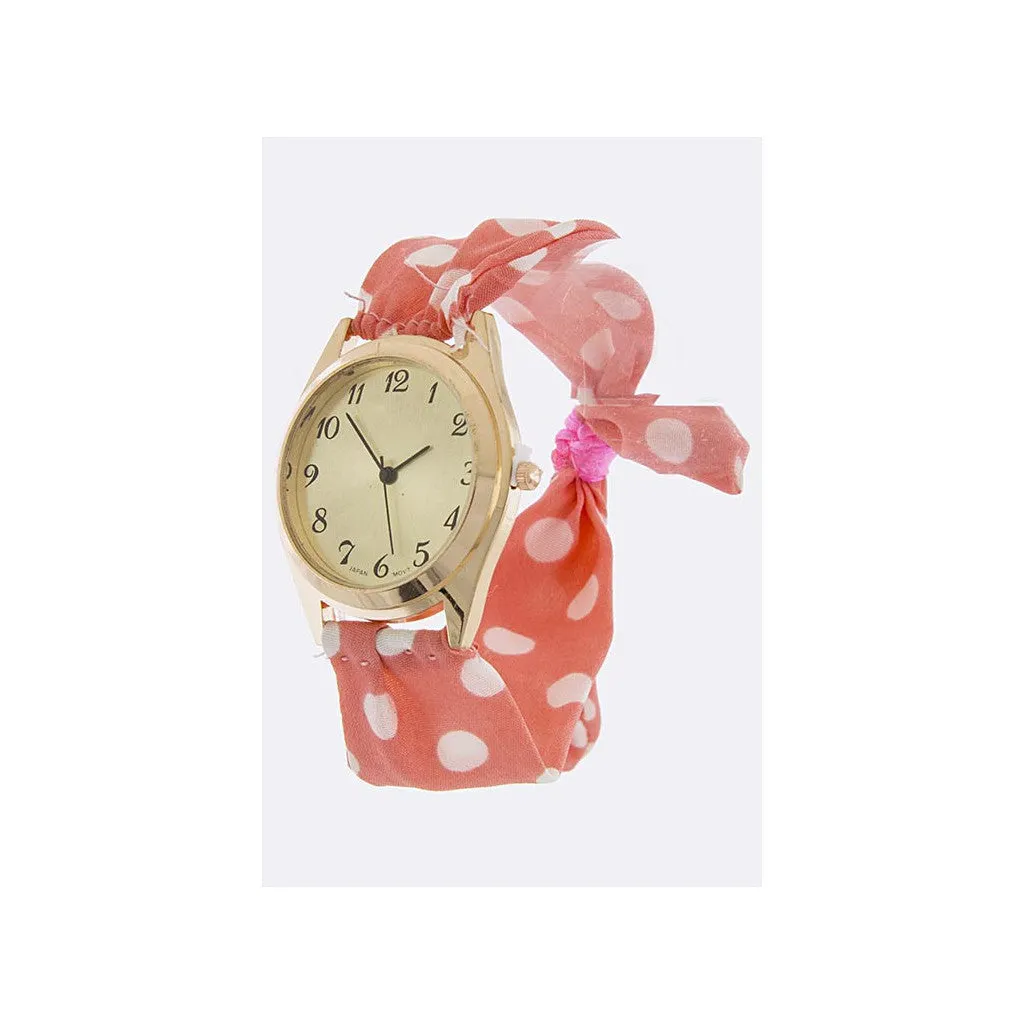 Pink Polka Dot Band Watch