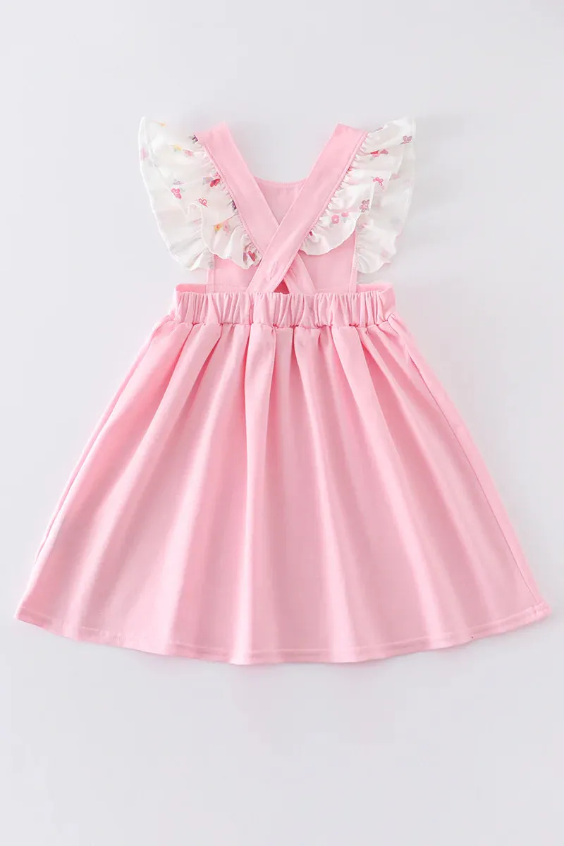 Pink Rabbit Applique Ruffle Dress