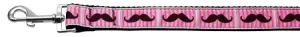 Pink Striped Moustache Nylon Dog Leash 5-8 Inch Wide 4ft Long