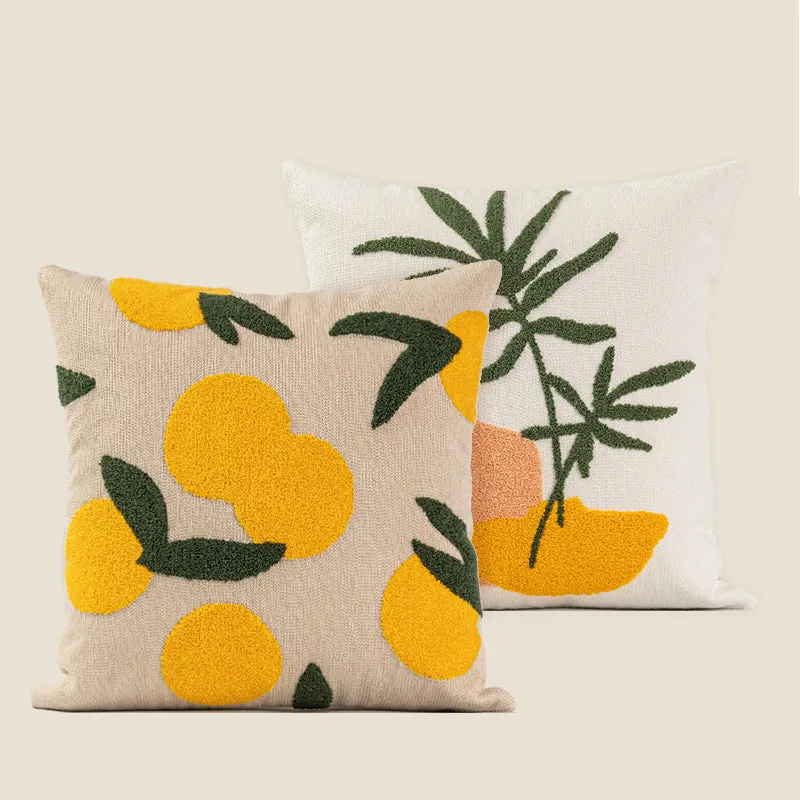 Plants Embroidered Throw Pillow