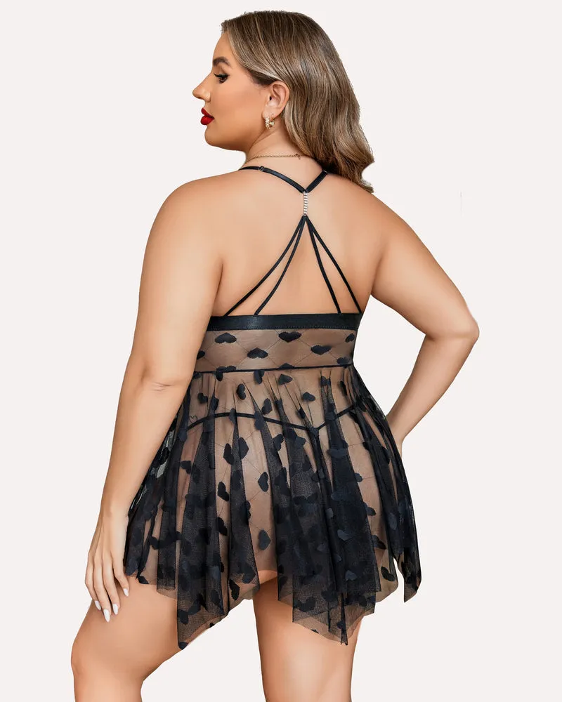 Plus Size Lace Babydoll Front Slit Nightdress