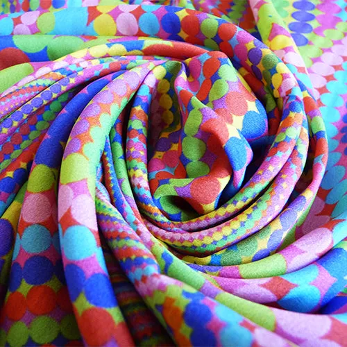 Polyester Crepe - Multicolor Orbits