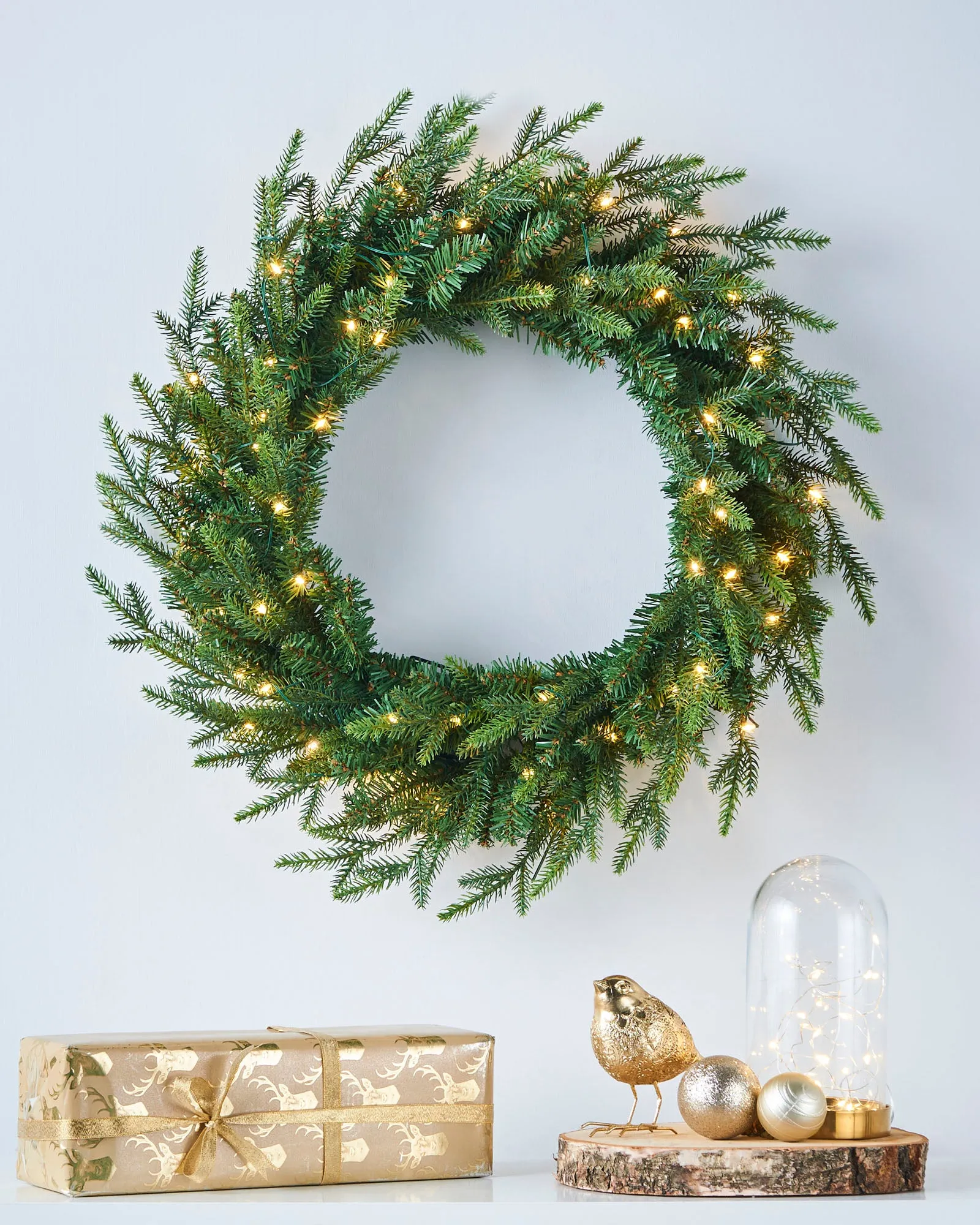 Pre-Lit Multi-Function Douglas Fir Wreath, 60 cm