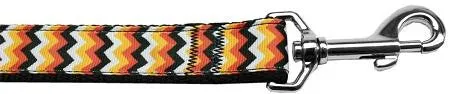 Pumpkin Chevrons Nylon Dog Leash 4 Foot