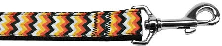 Pumpkin Chevrons Nylon Dog Leash 5-8 Inch Wide 6ft Long