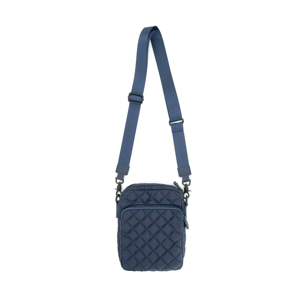 Quilted Messenger Bag - Navy