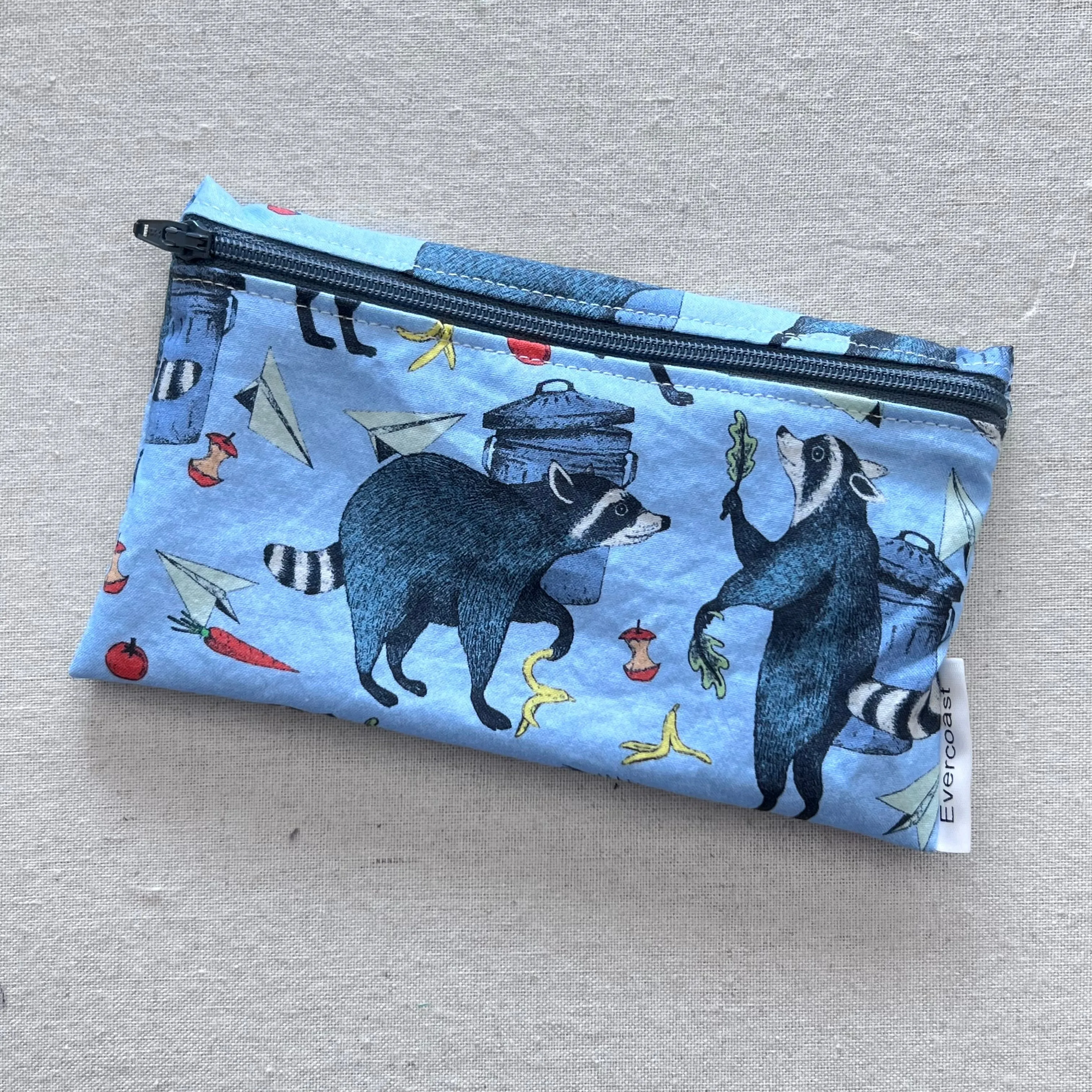 Raccoons on Blue Reusable Snack Bag