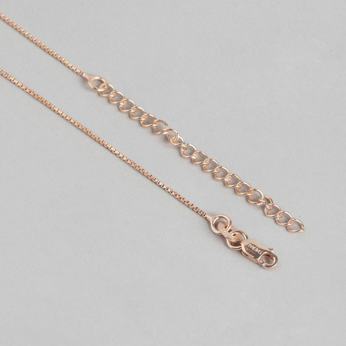 Radiant Rose Gold Drop Pendant with Chain Elegance in Sterling Silver