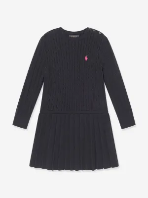 Ralph Lauren Girls Mini Cable Dress in Navy