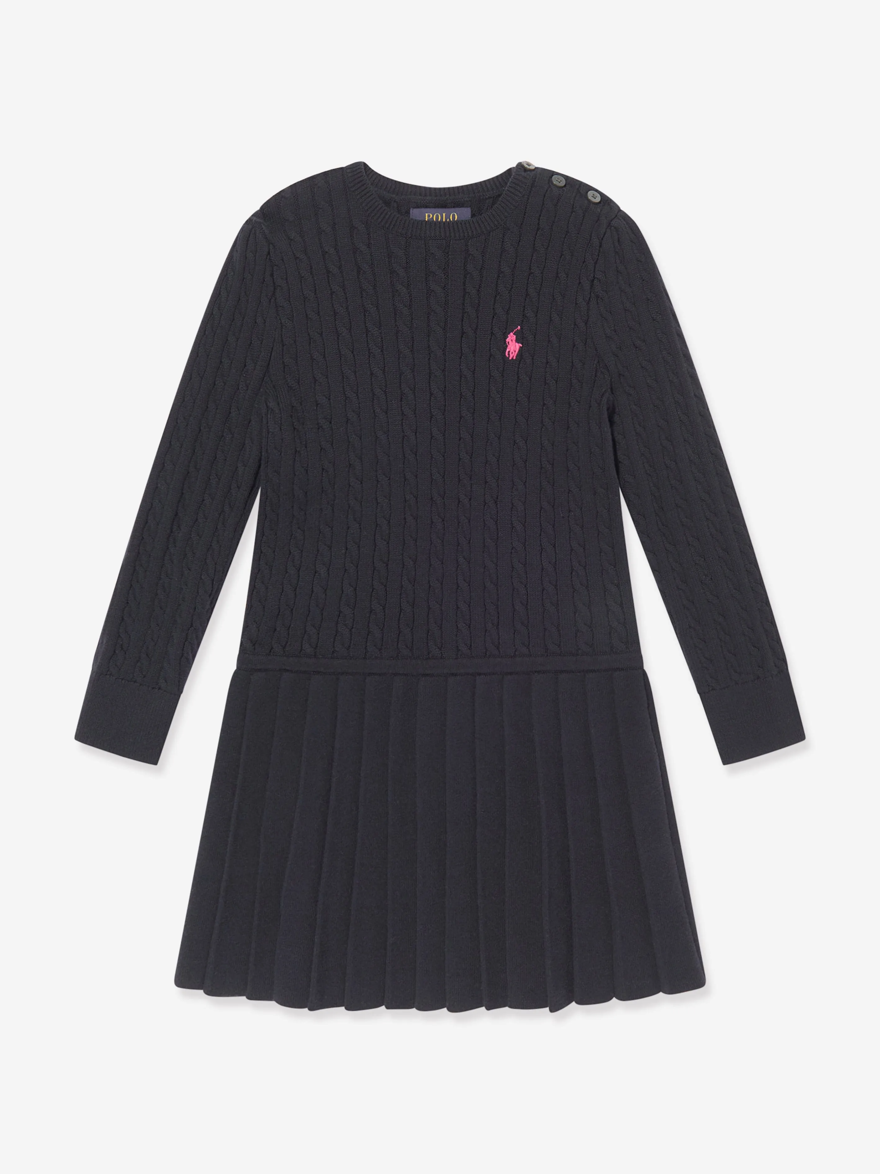 Ralph Lauren Girls Mini Cable Dress in Navy