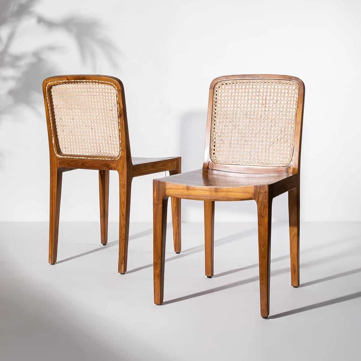 Rattan Elegance Series Solid Mango Wood Accent Chair in Natural Glossy Finish