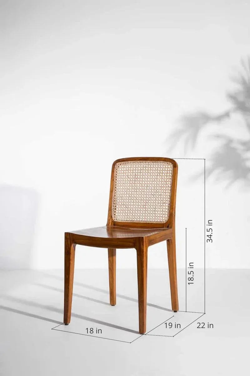 Rattan Elegance Series Solid Mango Wood Accent Chair in Natural Glossy Finish