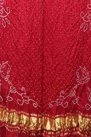 Red Bandhani Hand Bandhej Pure Gajji Silk Dupatta