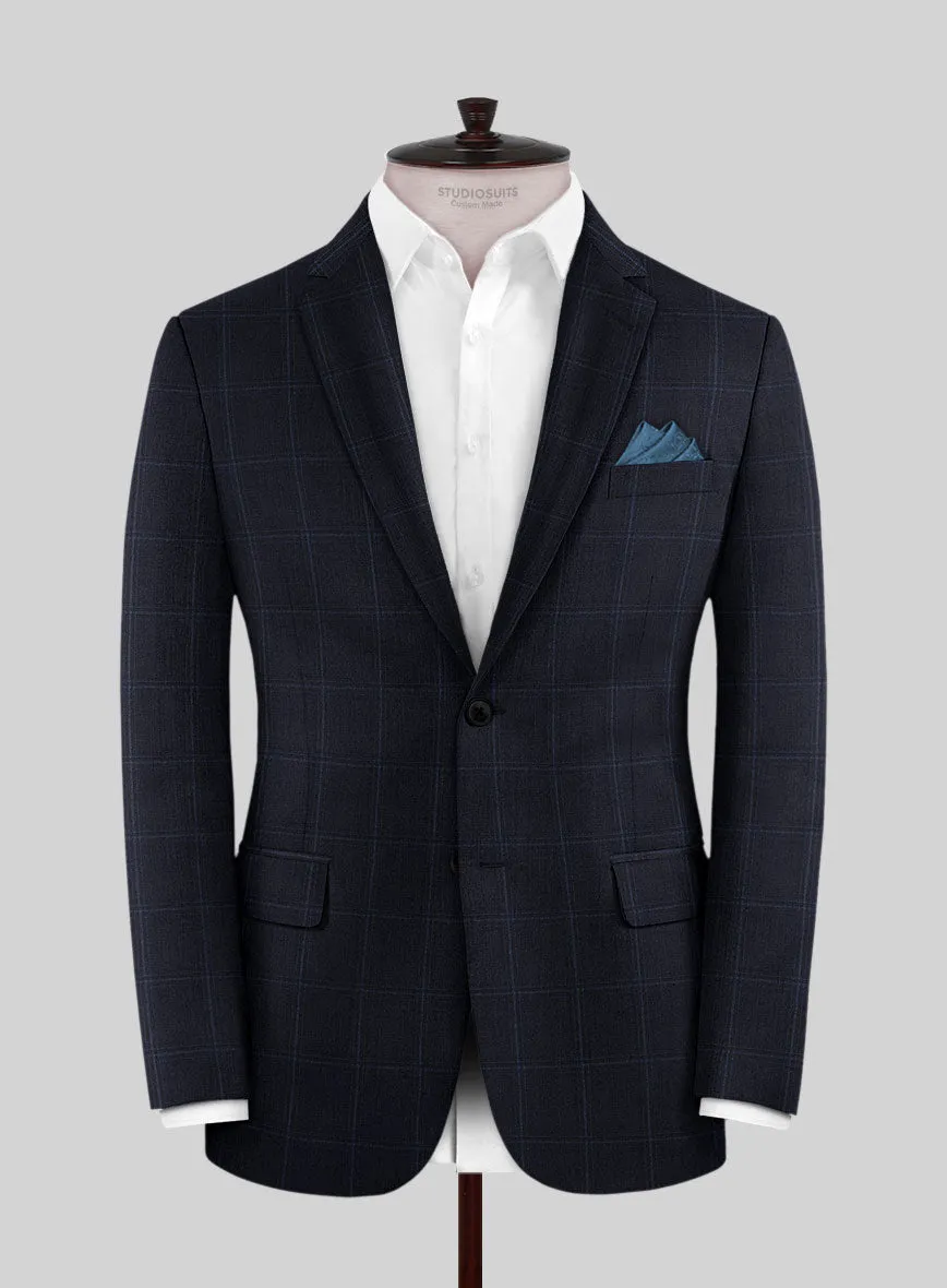 Reda Cashmere Blue Windowpane Wool Jacket