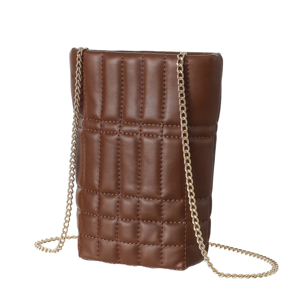 Retro Crossbody Cellphone Bag with Chain Strap (Khaki)