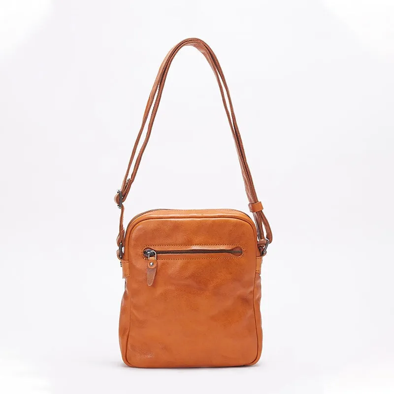 Retro Vegetable Tanned Cowhide Leather Messenger Bag