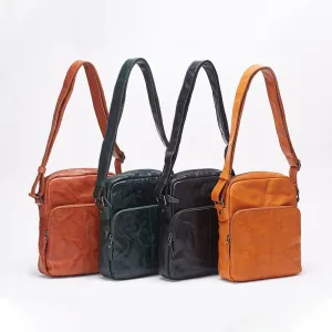 Retro Vegetable Tanned Cowhide Leather Messenger Bag