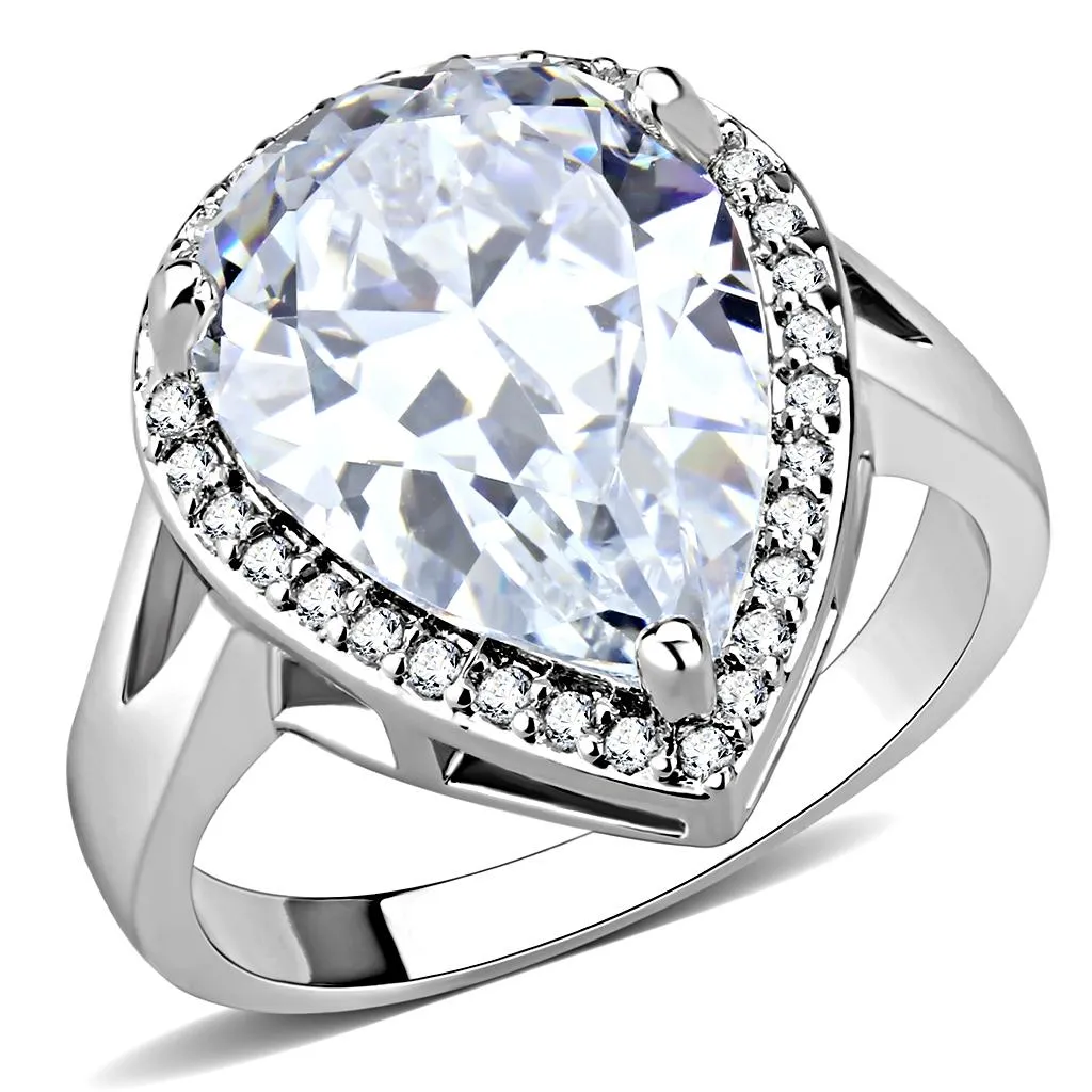 Ring AAA GRD CZ Clear 3W1469 for Women Style Rhodium