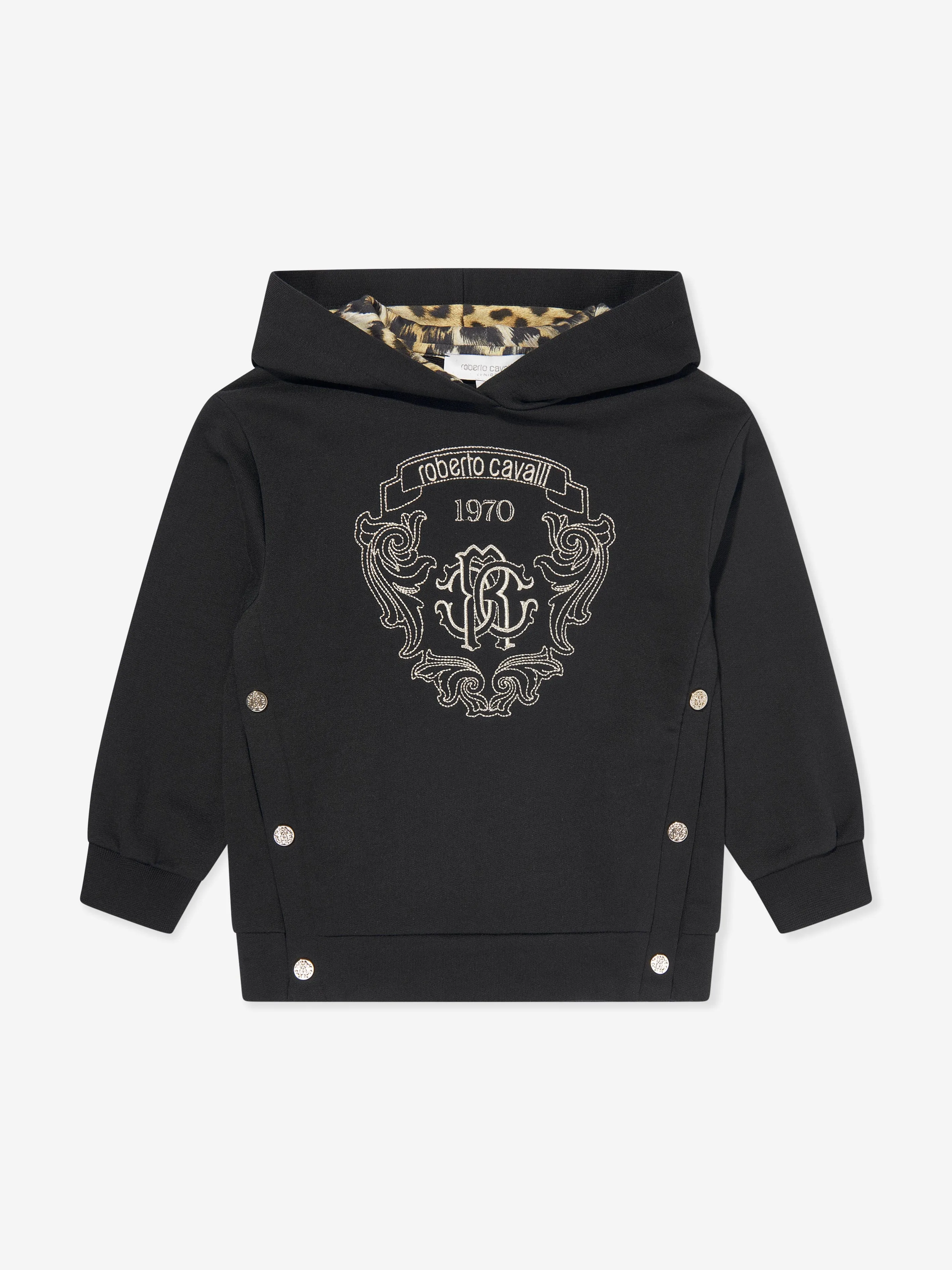 Roberto Cavalli Girls Embroidered Hoodie in Black