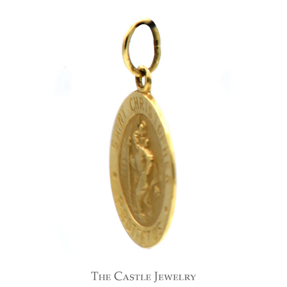 Round Saint Christopher Pendant in 14k Yellow Gold