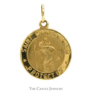 Round Saint Christopher Pendant in 14k Yellow Gold