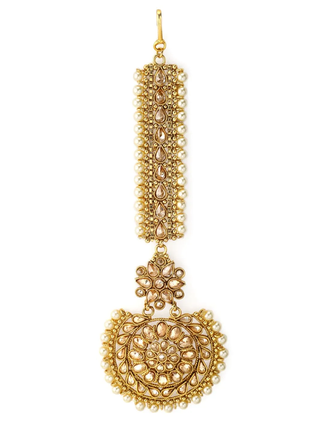 Rubans Gold Plated Kundan Stone  Maangtikka