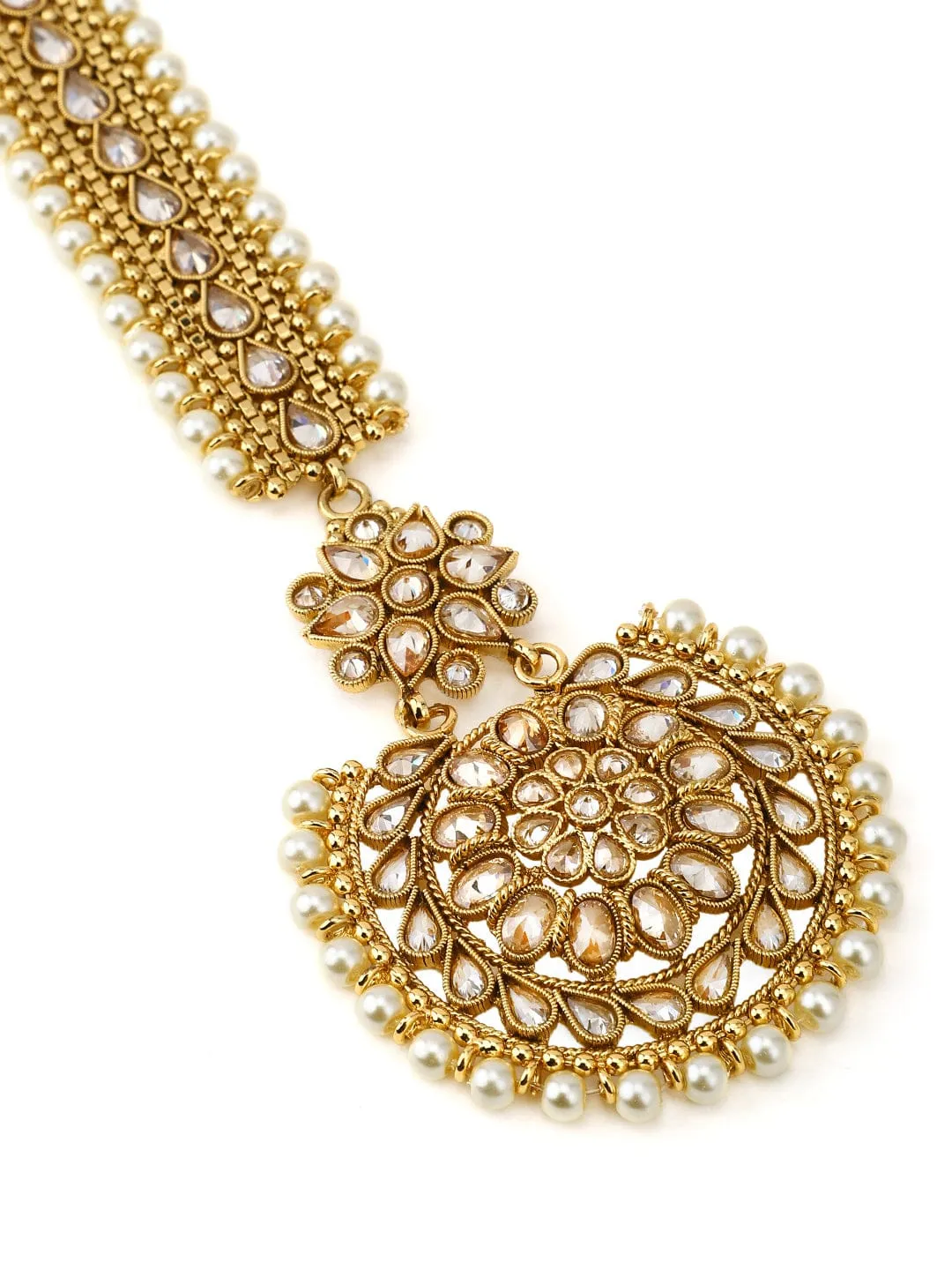 Rubans Gold Plated Kundan Stone  Maangtikka