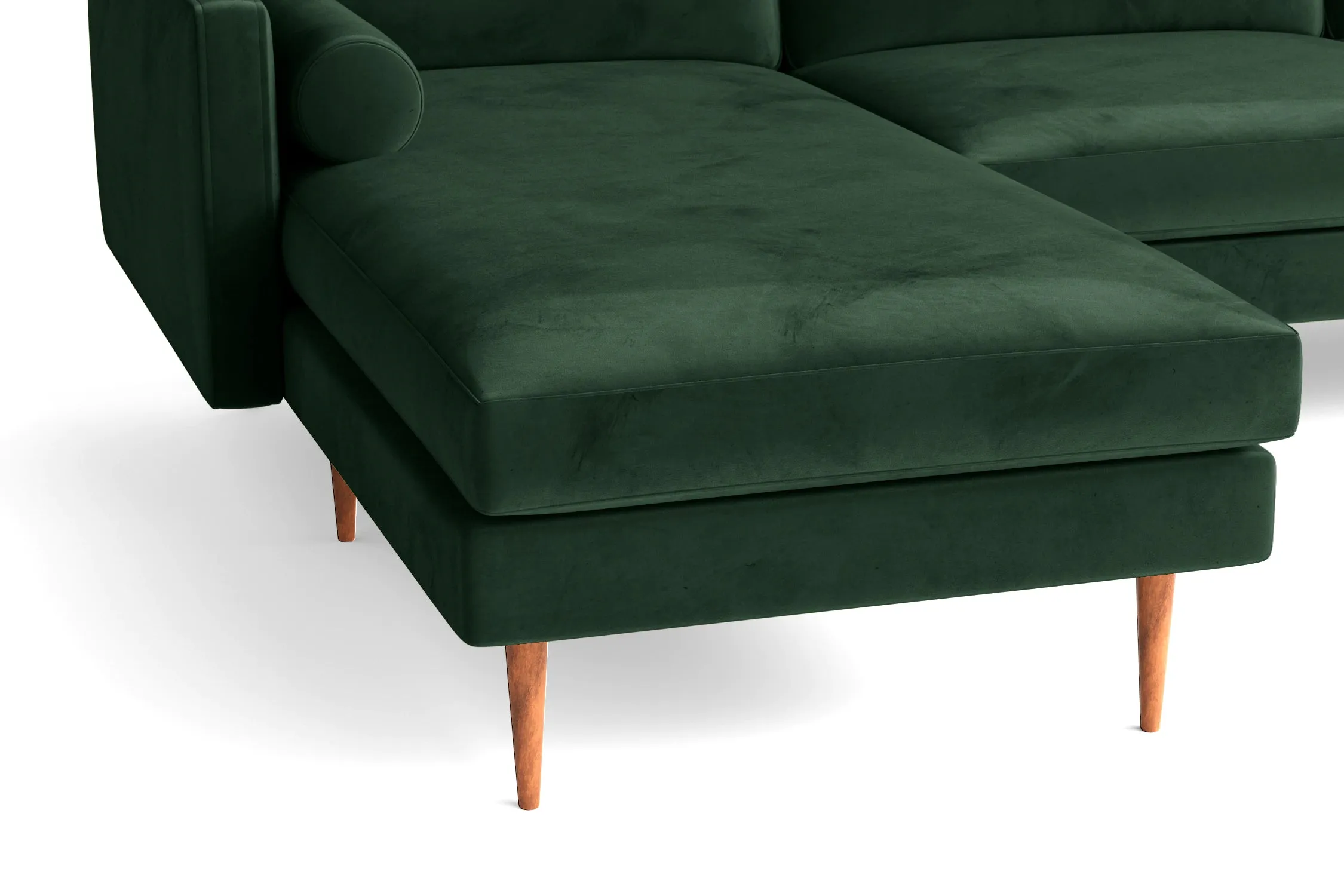 Salerno 3 Seater Left Hand Facing Chaise Lounge Corner Sofa Green Velvet