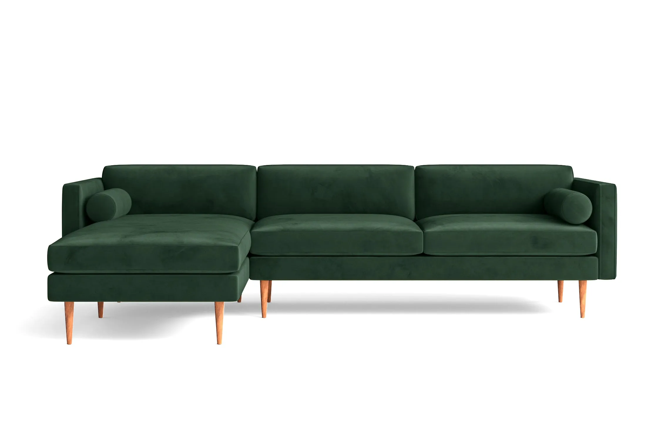 Salerno 3 Seater Left Hand Facing Chaise Lounge Corner Sofa Green Velvet