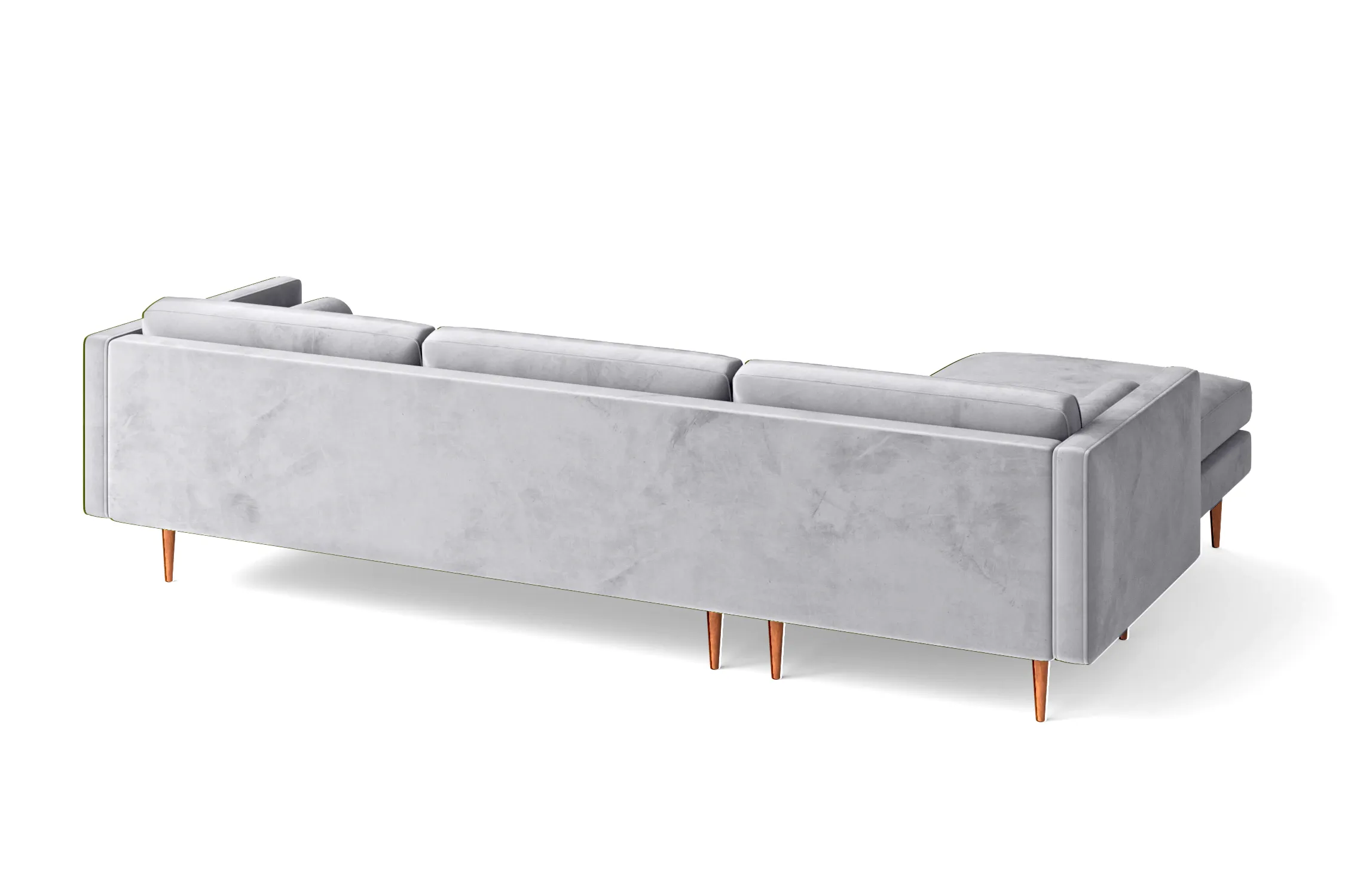 Salerno 3 Seater Left Hand Facing Chaise Lounge Corner Sofa Silver Velvet