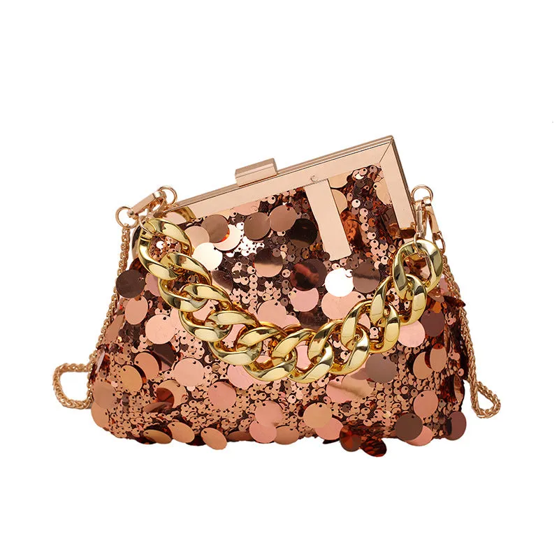 Sequin Chain Shoulder Crossbody Evening Bag