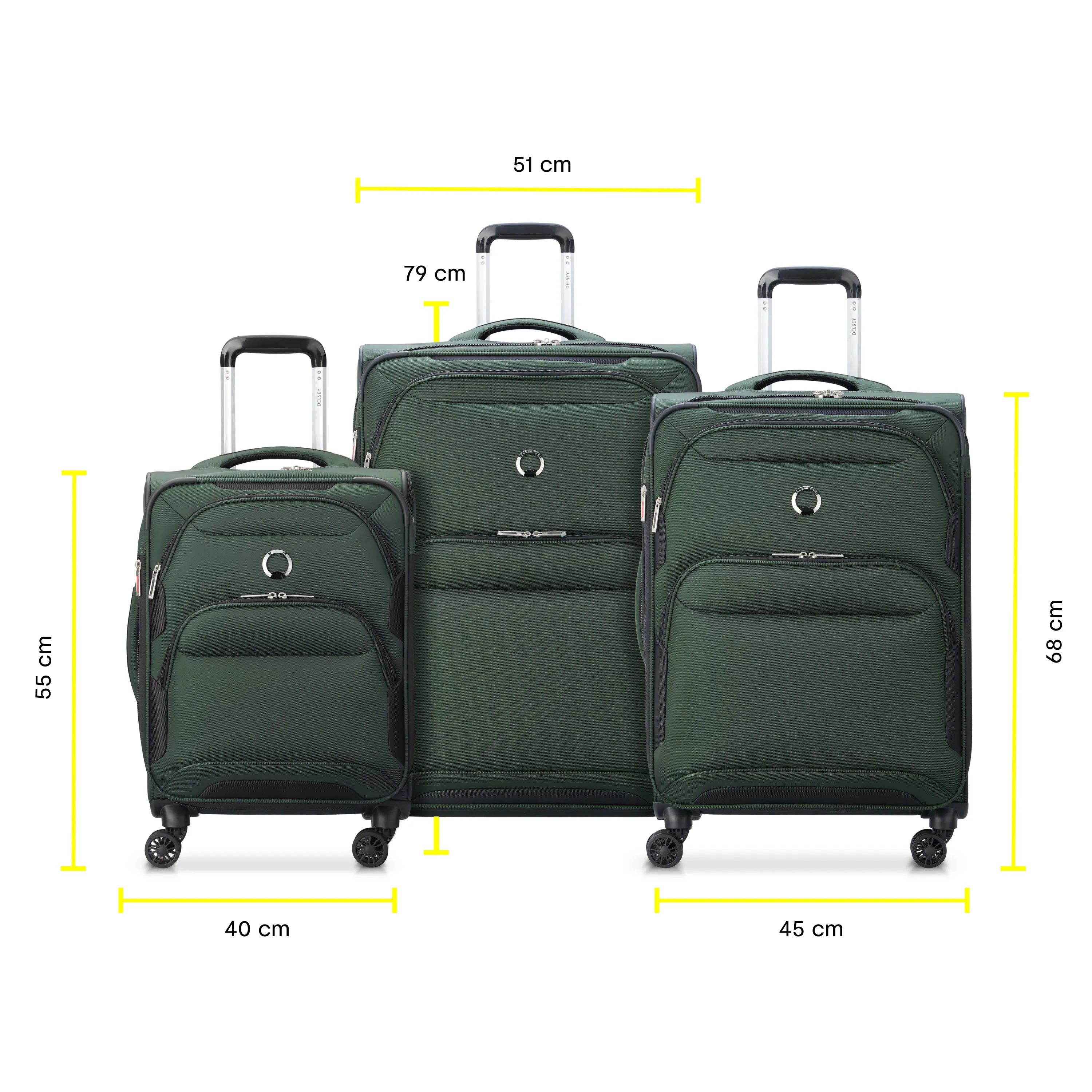 SKY MAX 2.0 - Set 3 Suitcases (L-79cm) (M-68cm) (S SLIM-55cm)