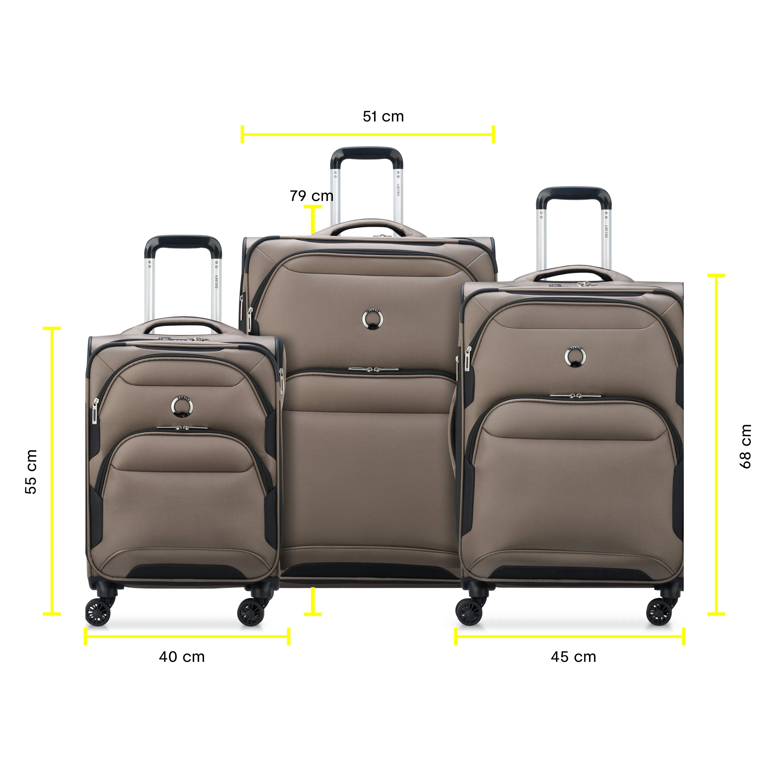 SKY MAX 2.0 - Set 3 Suitcases (L-79cm) (M-68cm) (S SLIM-55cm)