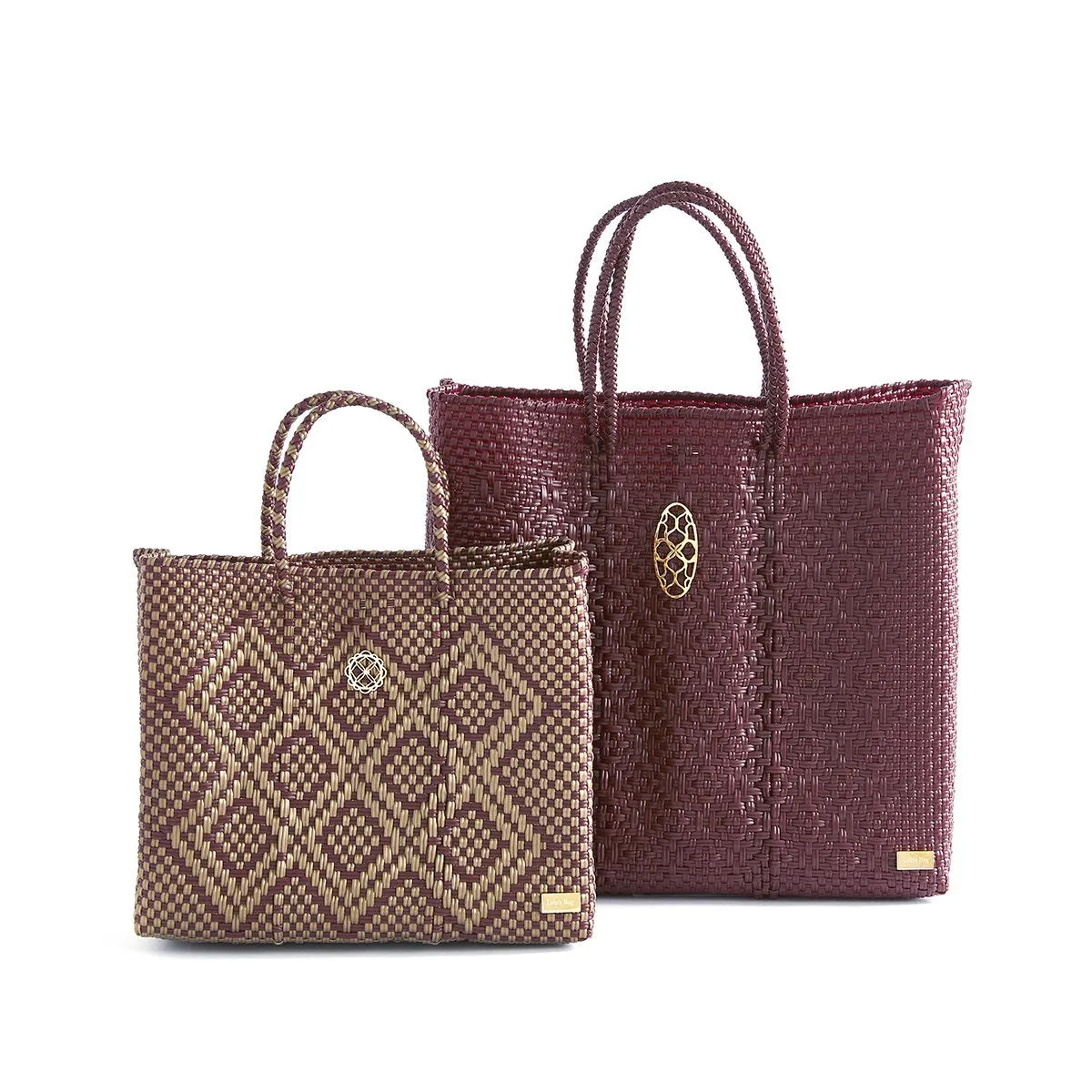 SMALL BURGUNDY GOLD AZTECA TOTE BAG