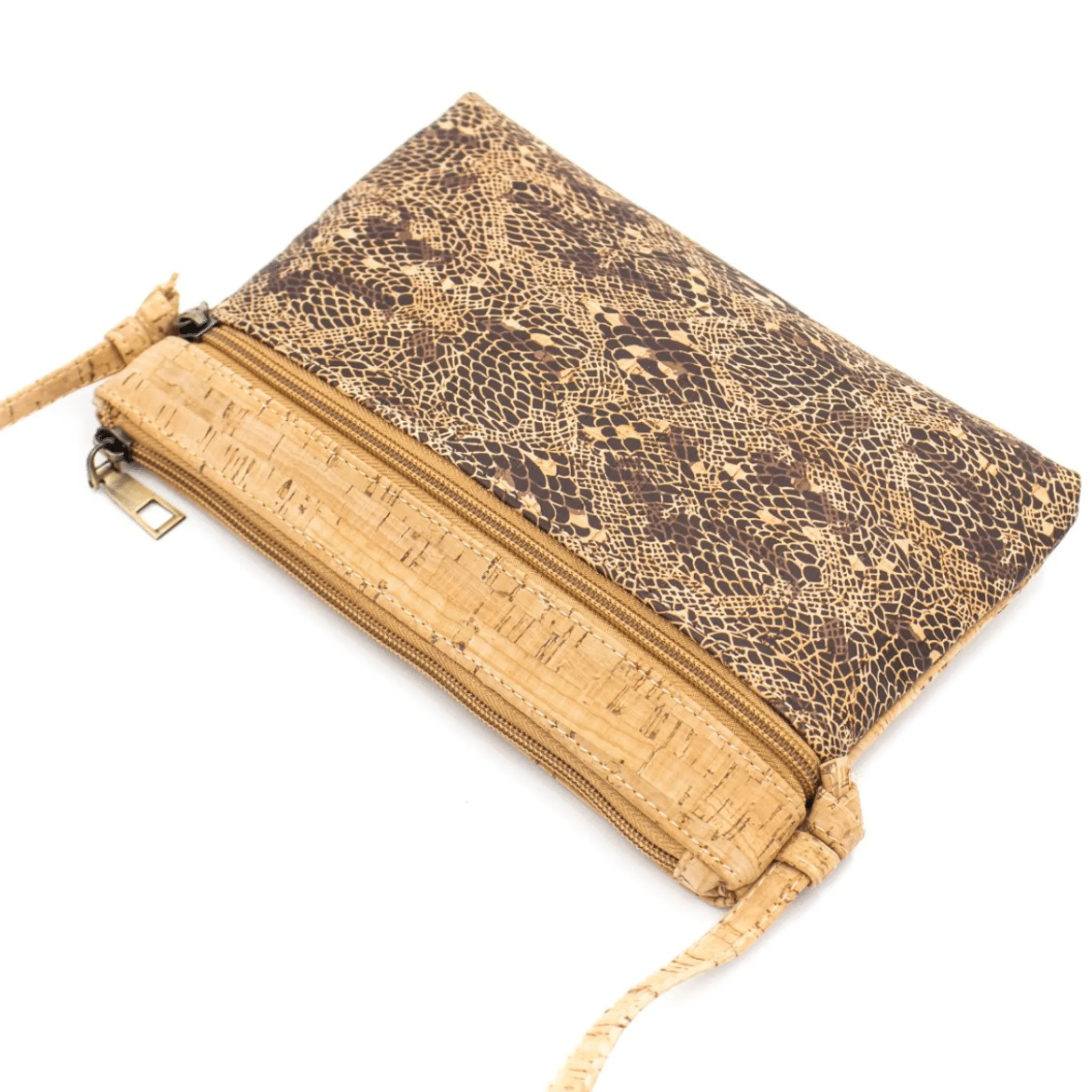 Snake Pattern Cork Messenger Bag