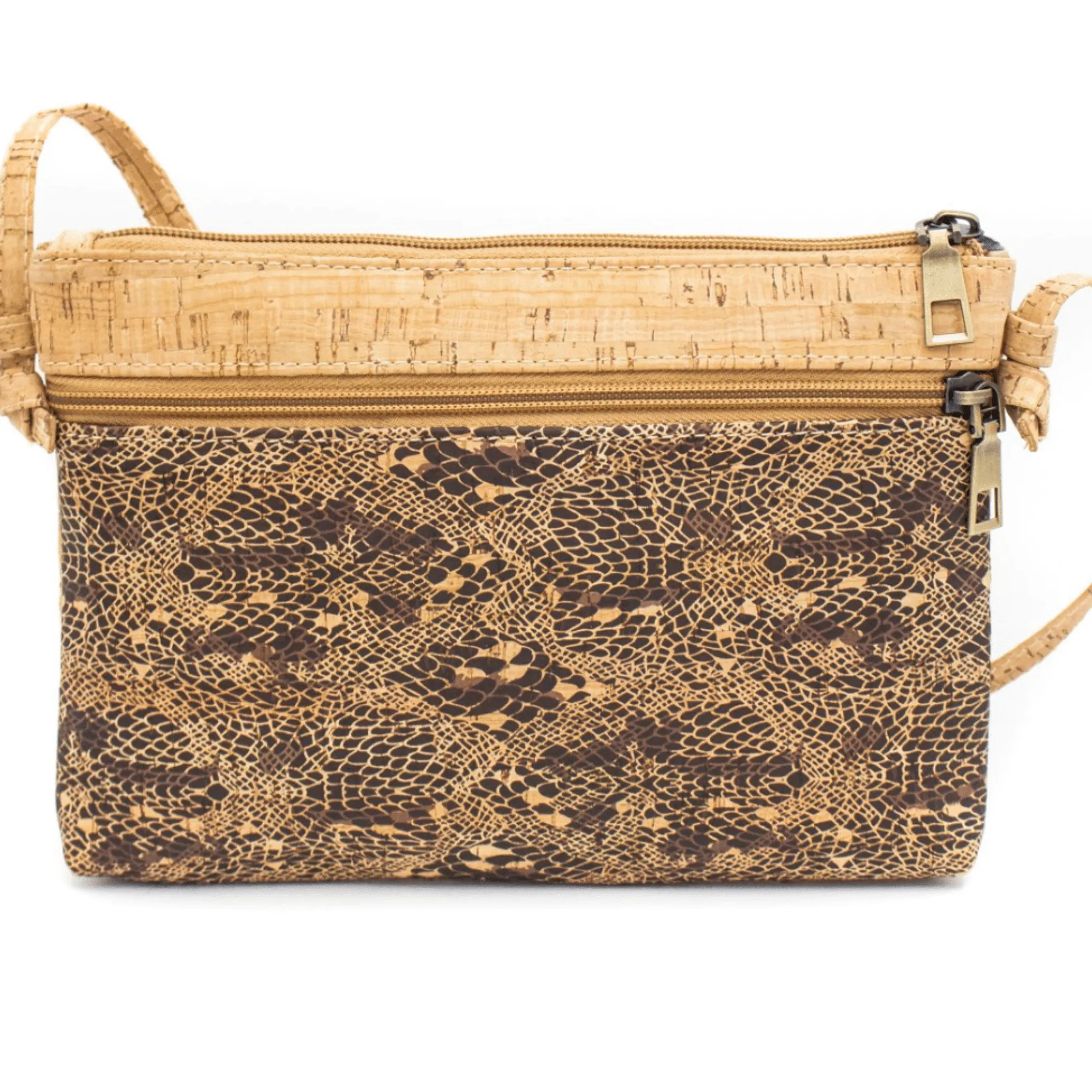 Snake Pattern Cork Messenger Bag